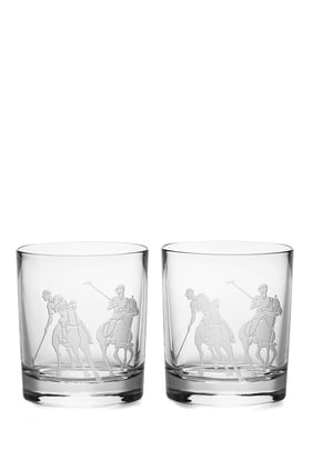 Garrett Double Old Fashion Crystal Whiskey Glass, Set Of Two